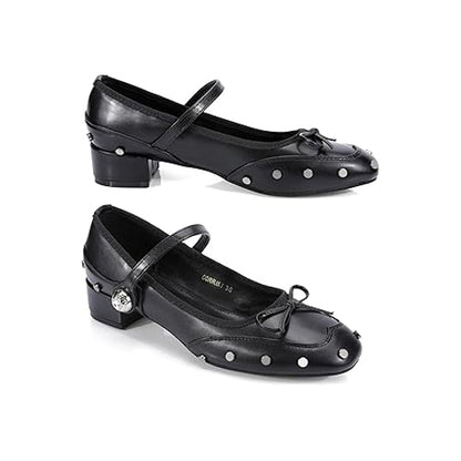 Studded Square Toe Mary Janes