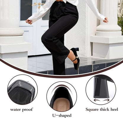 Square toe mary jane block heels