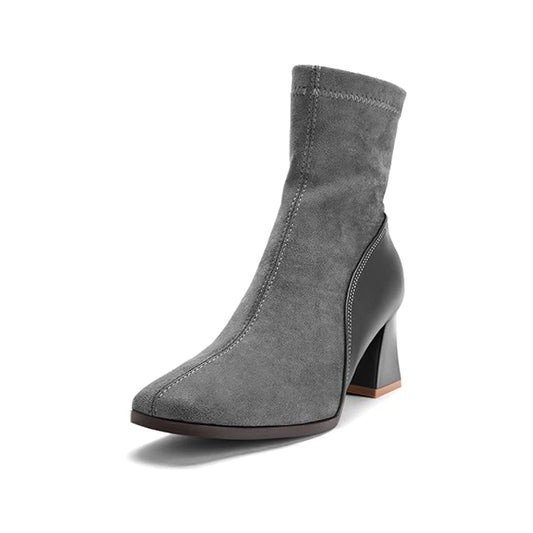 Zelaprox Square Toe Chunky Heel Chelsea Boots