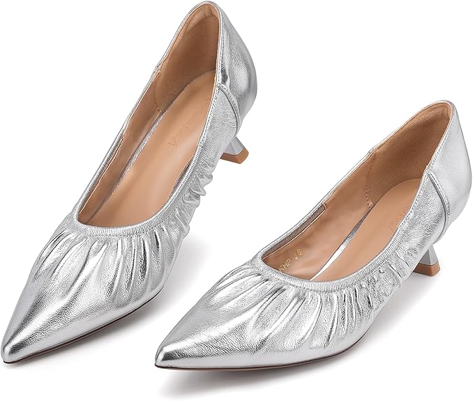 Shiny Pleated Slip-On High Heels