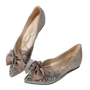 Zelaprox Rhinestone Bow Flats