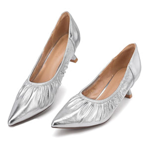 Shiny Pleated Slip-On High Heels