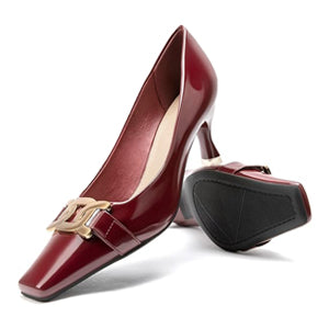 Elegant Square-Toe Metal Stiletto Pumps