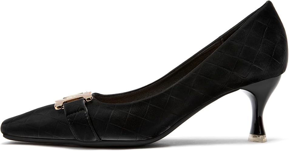 Elegant Square-Toe Metal Stiletto Pumps