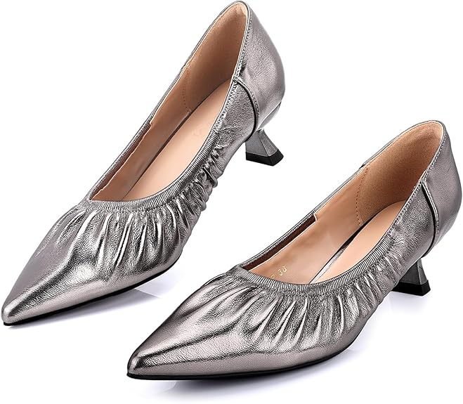 Shiny Pleated Slip-On High Heels