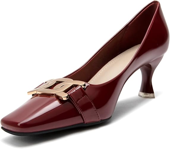 Elegant Square-Toe Metal Stiletto Pumps