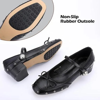 Studded Square Toe Mary Janes