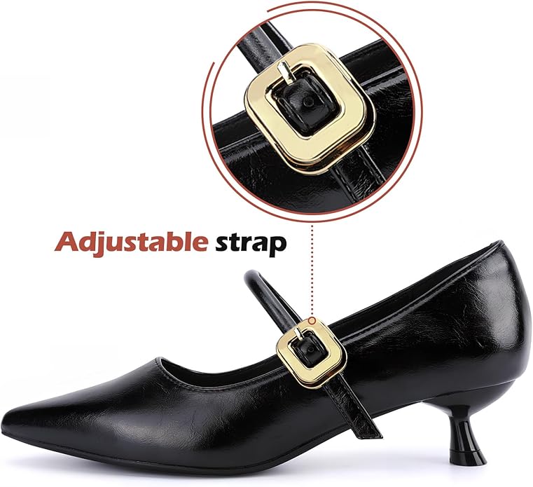 Pointed Toe Kitten Heel Mary Janes