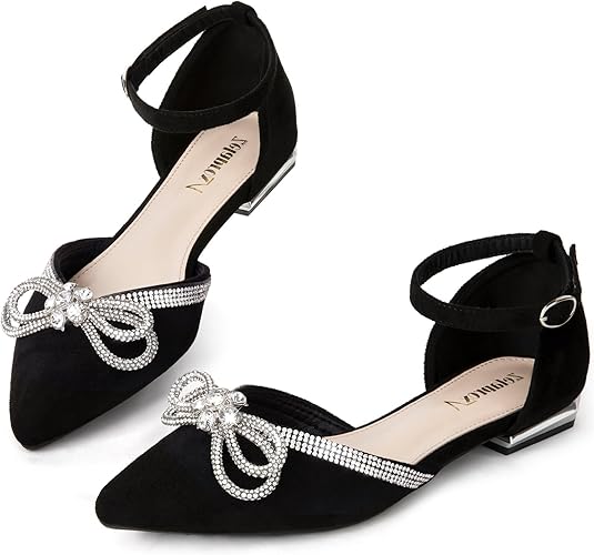 Pointed Toe Flat Rhinestone Butterfly Flats