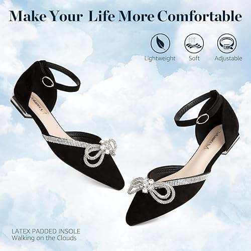 Pointed Toe Flat Rhinestone Butterfly Flats