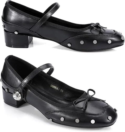 Studded Square Toe Mary Janes