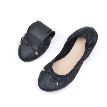 Cracked Bowknot Flat Shoes for Ladies