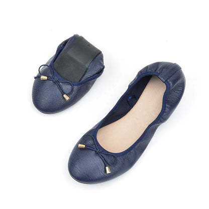 Cracked Bowknot Flat Shoes for Ladies