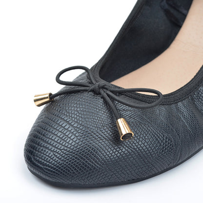 Cracked Bowknot Flat Shoes for Ladies